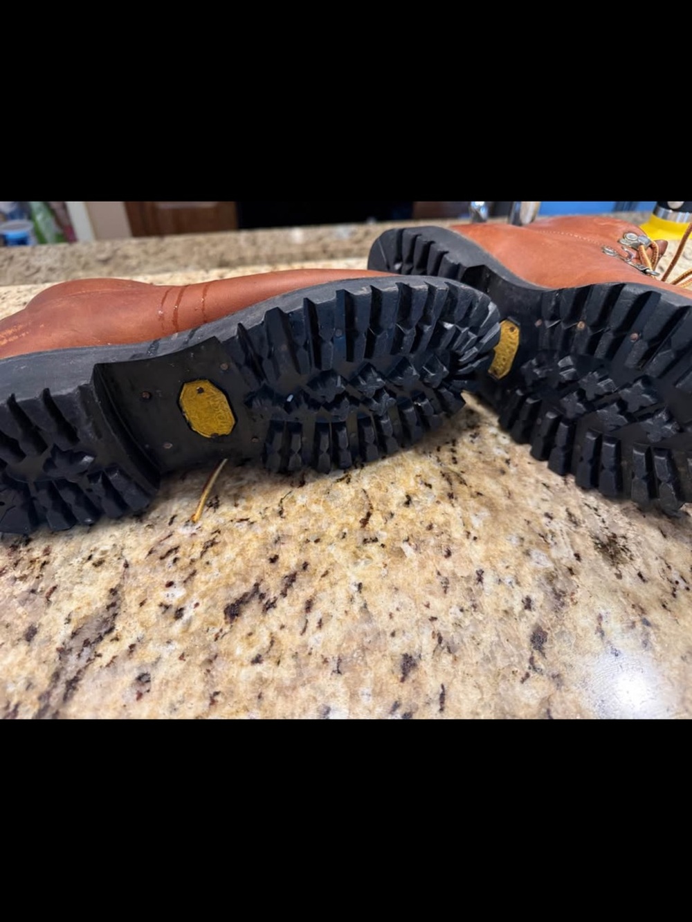 Danner Brown Leather Hiking Boots with Yellow Laces - Picture 3 of 3